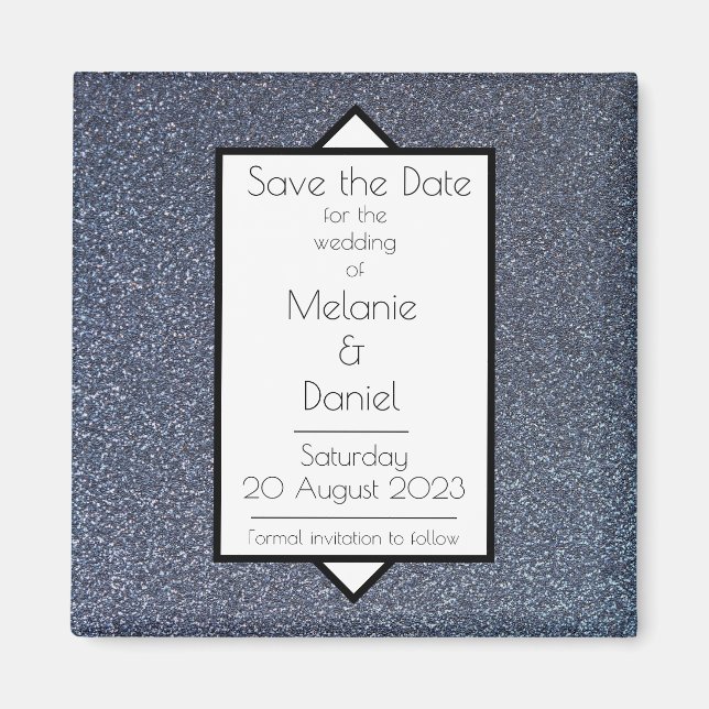 Imã Modern Art Deco Silver Giltter Salva o Dia (Frente)