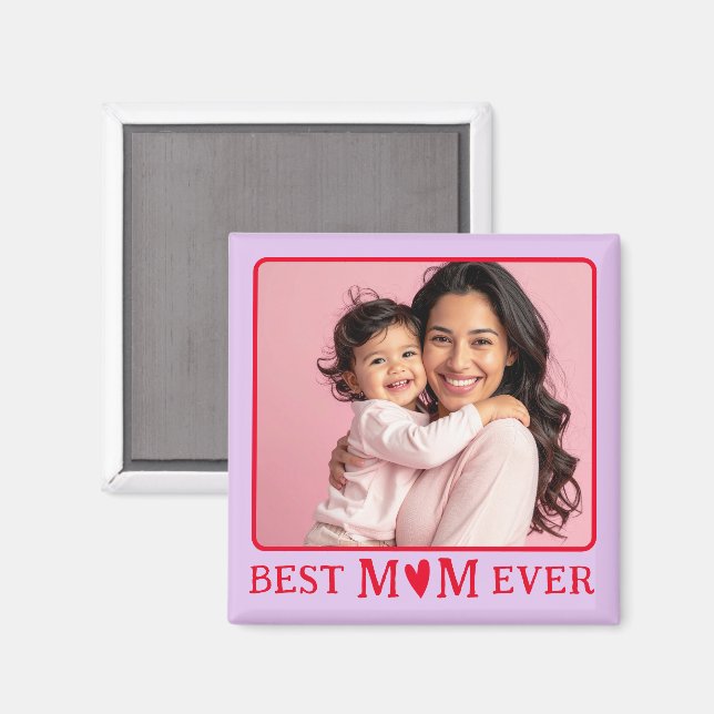 Imã Modern Best Mom Ever Purple Photo Magnet (Front/Back)