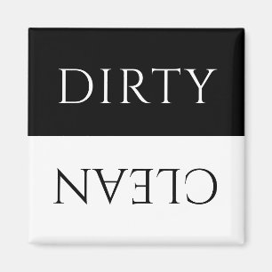 Imã Modern Black and White Dirty/Clean Dishwasher