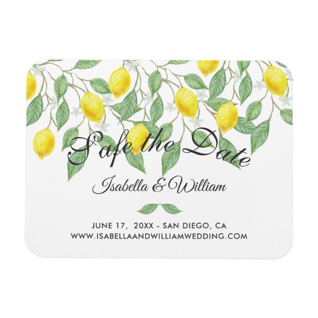 Ímã Modern Boho Lemon Summer Salva o Casamento (Horizontal)