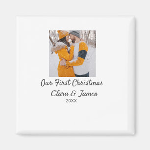 Imã Modern boho nosso primeiro nome de casal de Natal