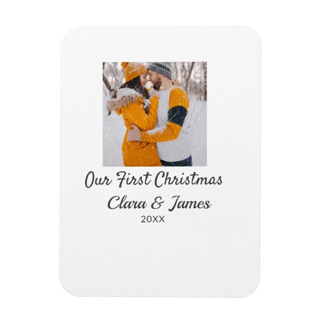 Ímã Modern boho nosso primeiro nome de casal de Natal (Vertical)