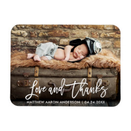 Ímã Modern Brush Script Novo Bebê Amor e Agradecimento