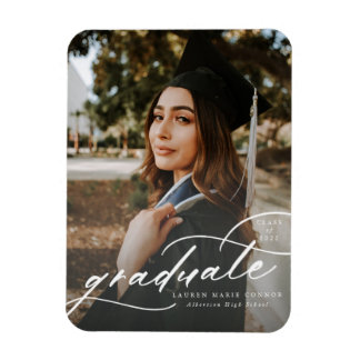 Ímã Modern Calligraphy Photo Graduation Magnet