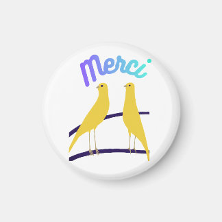 Imã Modern Canary & "Merci" - Japandi Style Art