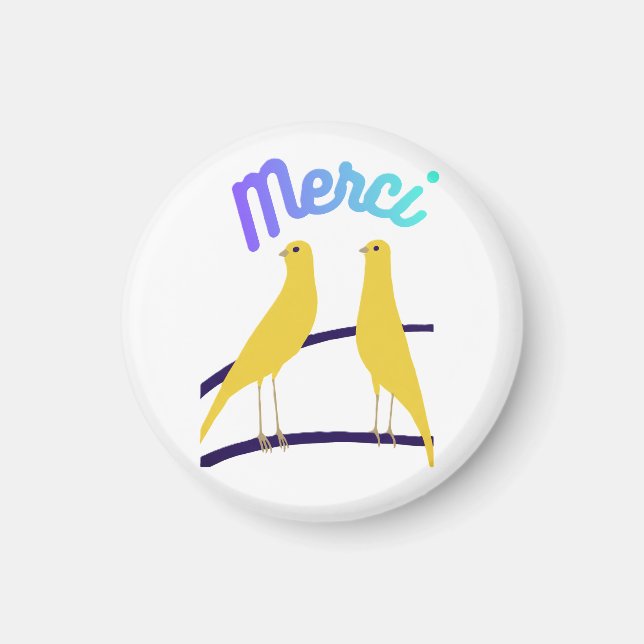 Imã Modern Canary & "Merci" - Japandi Style Art (Frente)