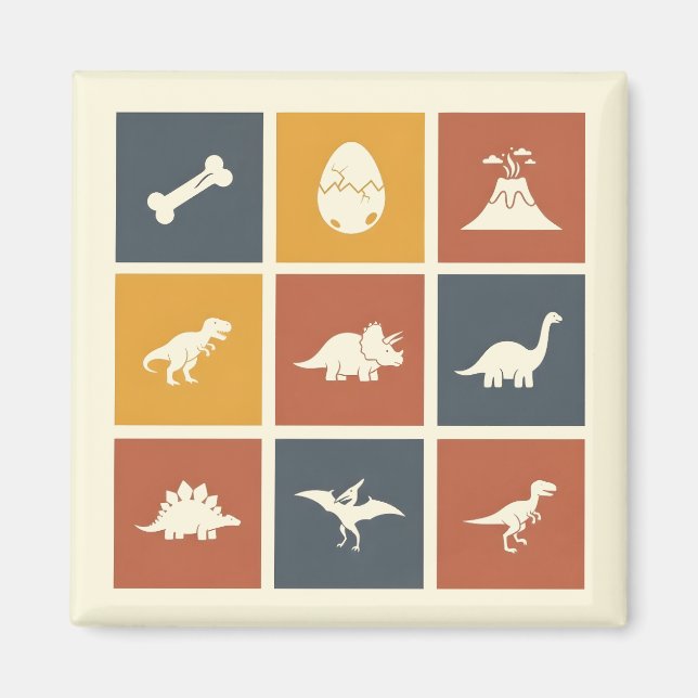 Imã Modern Dinosaur Icon Grid (Frente)