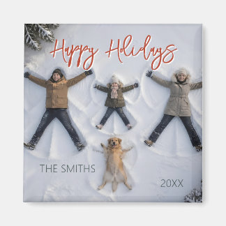 Imã Modern & Fun "Happy Holidays" Photo