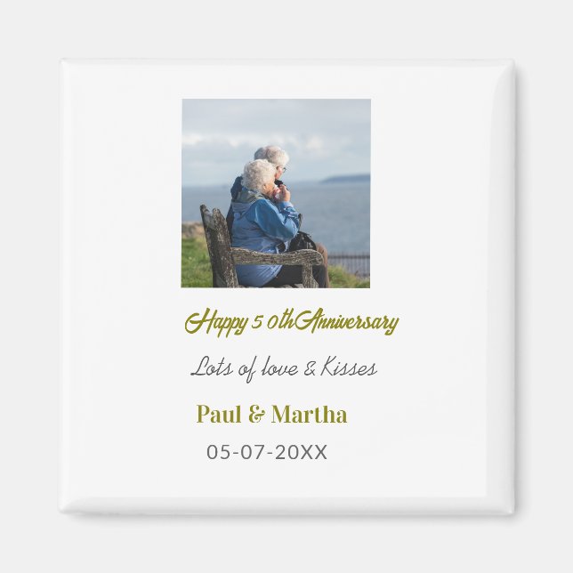 Imã Modern happy 50th anniversary add name date photo  (Frente)