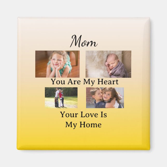 Imã Modern Keepsake – Four Photo Mom (Frente)