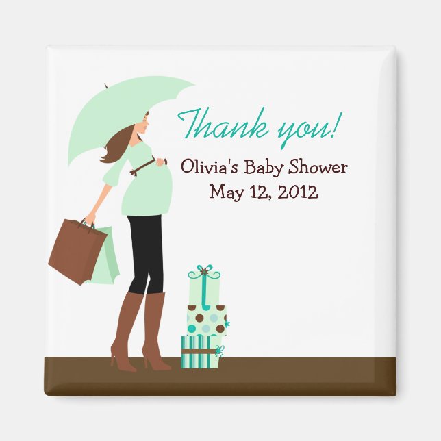 Imã Modern Mãe (Verde) Chá de fraldas Favorece Magnet (Frente)