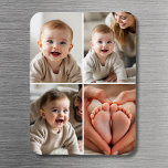 Ímã Modern Minimalist Baby 4 Photo Collage<br><div class="desc">Celebrate your little one’s most precious moments with this Modern Minimalist Baby 4-Photo Collage Magnet. Designed with a clean and timeless layout, this custom magnet showcases four of your favorite baby photos with simple, stylish elegance. Add a name, birth date, or a short message to personalize your keepsake. Printed in...</div>