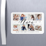 Ímã Modern Nana Script | Grandchildren Photo Collage<br><div class="desc">Send a beautiful personalized gift to your Grandma (Nana) that she'll cherish forever. Special personalized grandchildren photo collage magnet to display your own special family photos and memories. Our design features a simple 8 photo collage grid design with "Nana" designed in a beautiful handwritten black script style. Each photo is...</div>