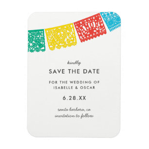 Ímã Modern Papel Picado Casamento Salvar Data