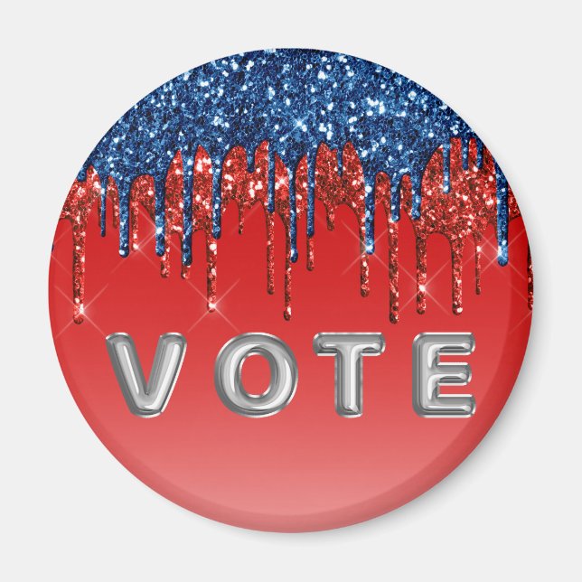 Imã Modern Patriotic Glitter Drip  Vote (Frente)