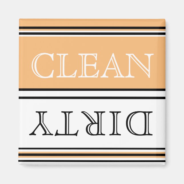 Imã Modern  Peach Dishwasher Dirty Clean Magnet (Frente)