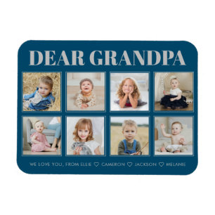 Ímã Modern Personalized Grandpa We Love You 8-Photos