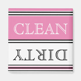 Imã Modern Pink Dishwasher Dirty Clean Magnet