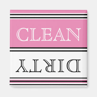 Imã Modern Pink Dishwasher Dirty Clean Magnet