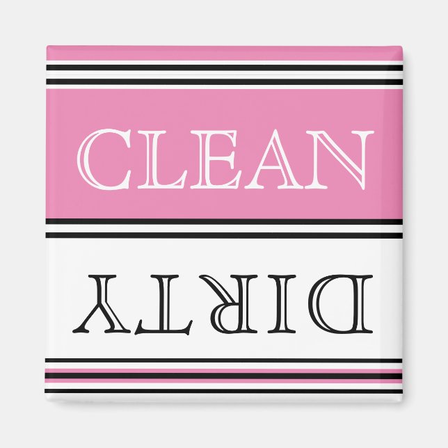 Imã Modern Pink Dishwasher Dirty Clean Magnet (Frente)
