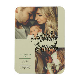 Ímã Modern Sage Green Unique Script Family Photo