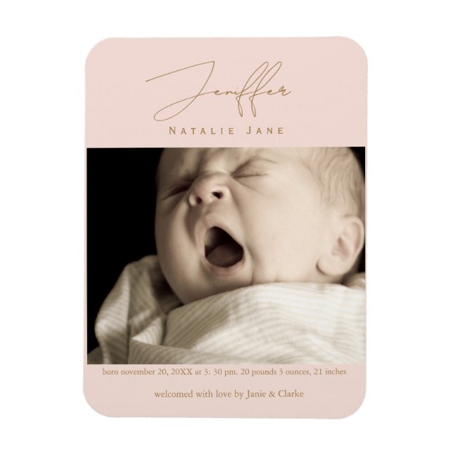 Ímã Modern Signature Name Newborn Photo   (Vertical)