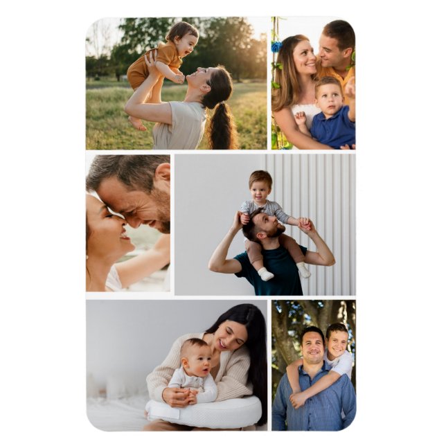 Ímã Modern Simple Custom 6 Photo Collage Magnet (Vertical)