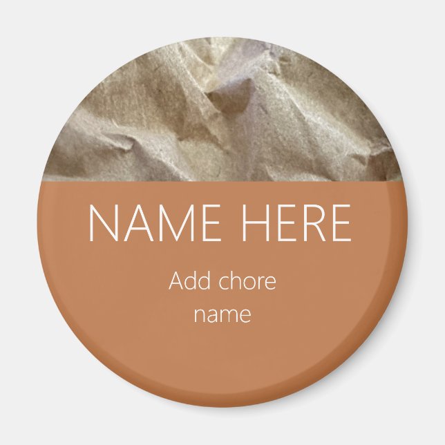 Imã Modern Terracotta Crinkled Paper Name Chore (Frente)