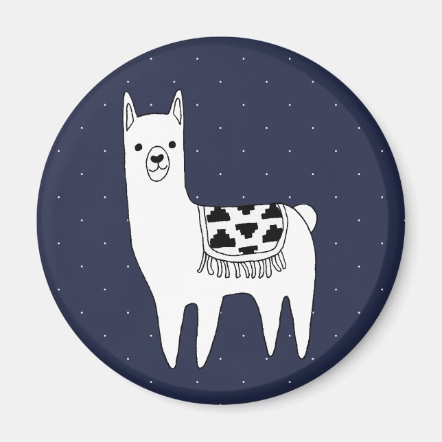 Imã Modern Trendy Llama Sketch & Swiss Dots (Frente)