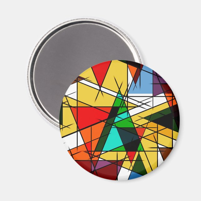 Imã Modern Triangle Colorful Geometric  (Front/Back)