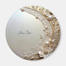 Modern White Flowers Pearls Magnet