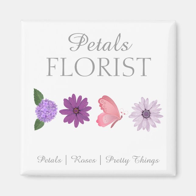 Imã Moderna Marca de Florista Boutique  (Frente)
