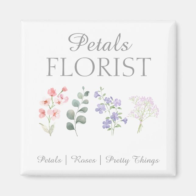 Imã Moderna Marca de Florista Boutique  (Frente)