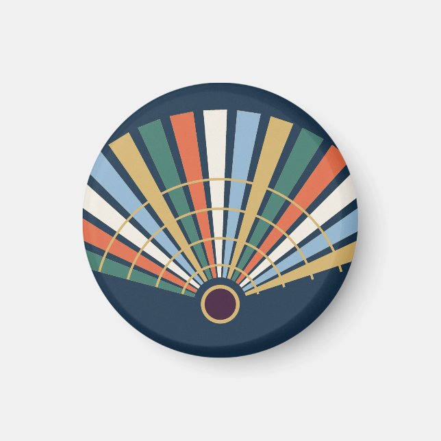 Imã Moderner Art-Déco-Fächer in Navy und Jade (Frente)