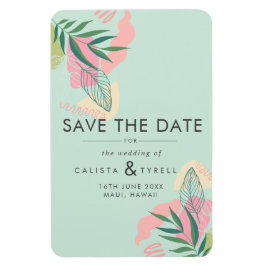 Ímã Moderno Abstrato Tropical Neo Mint & Pink Save The