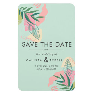 Ímã Moderno Abstrato Tropical Neo Mint & Pink Save The