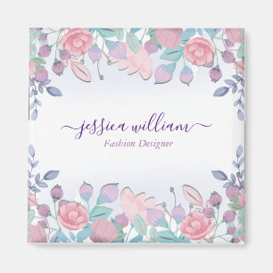 Imã Moderno Chic Hidrangeas Florais Aquarela Azul