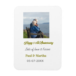 Ímã Moderno feliz 50º aniversário adicionar nome data