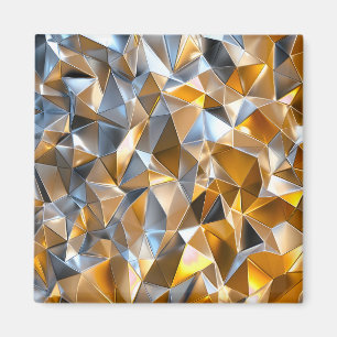 Imã Moderno Metálico Abstrato Geométrico Dourado Prate