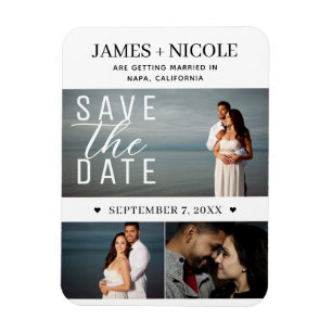 Ímã Moderno Minimalista Save the Date Casamento 3 Foto