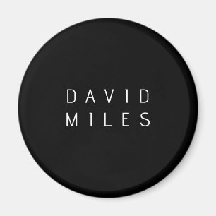 Imã Moderno Nome Editável Minimalista Preto & Branco
