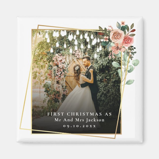 Imã Moderno Nosso Primeiro Natal Como Sr. e Sra. Flora (Frente)