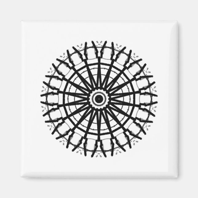 Imã MODERNO _UM CÍRCULO ROSA caleidoscópio _COR _PRETO (Frente)