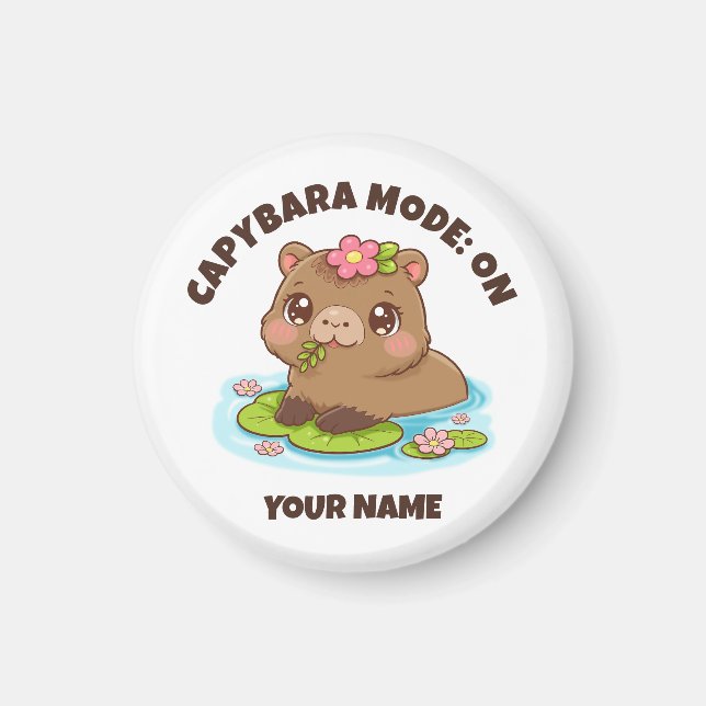 Imã Modo Capivara Kawaii Fofo Personalizado (Frente)