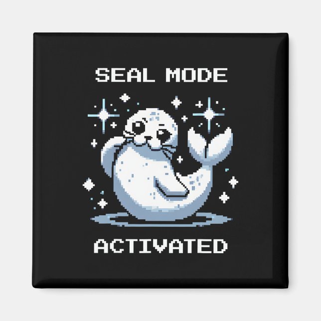 Imã Modo de Foca Ativado Pixel Art Foca Estilo de Joga (Frente)