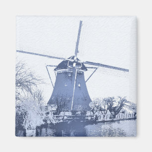 Imã Moinho de vento azul do Dutch de Delft
