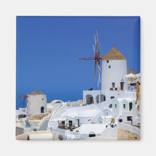 Imã Moinho de vento em Oia, Santorini, Grécia