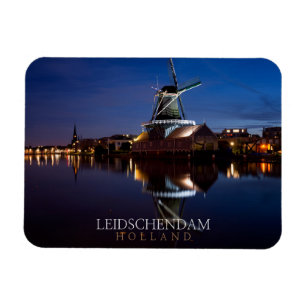 Ímã Moinho de vento Leidschendam com reflexão à noit