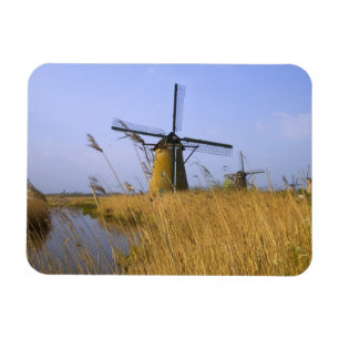 Ímã Moinhos de vento ao longo do canal em Kinderdijk,