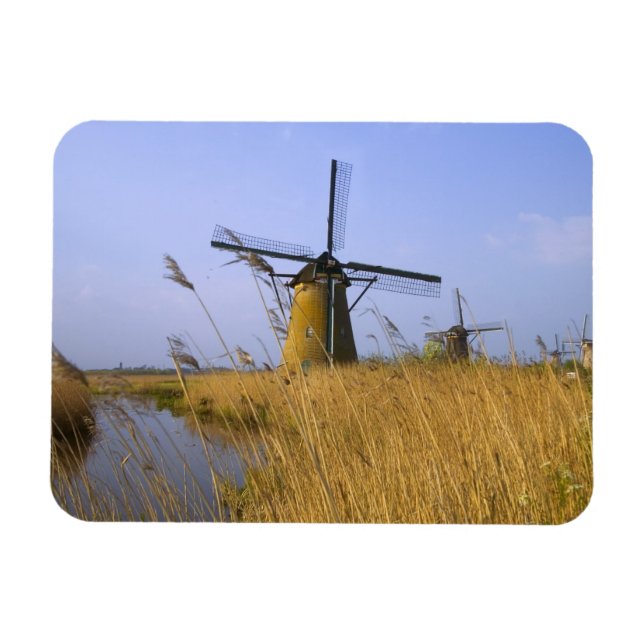 Ímã Moinhos de vento ao longo do canal em Kinderdijk,  (Horizontal)